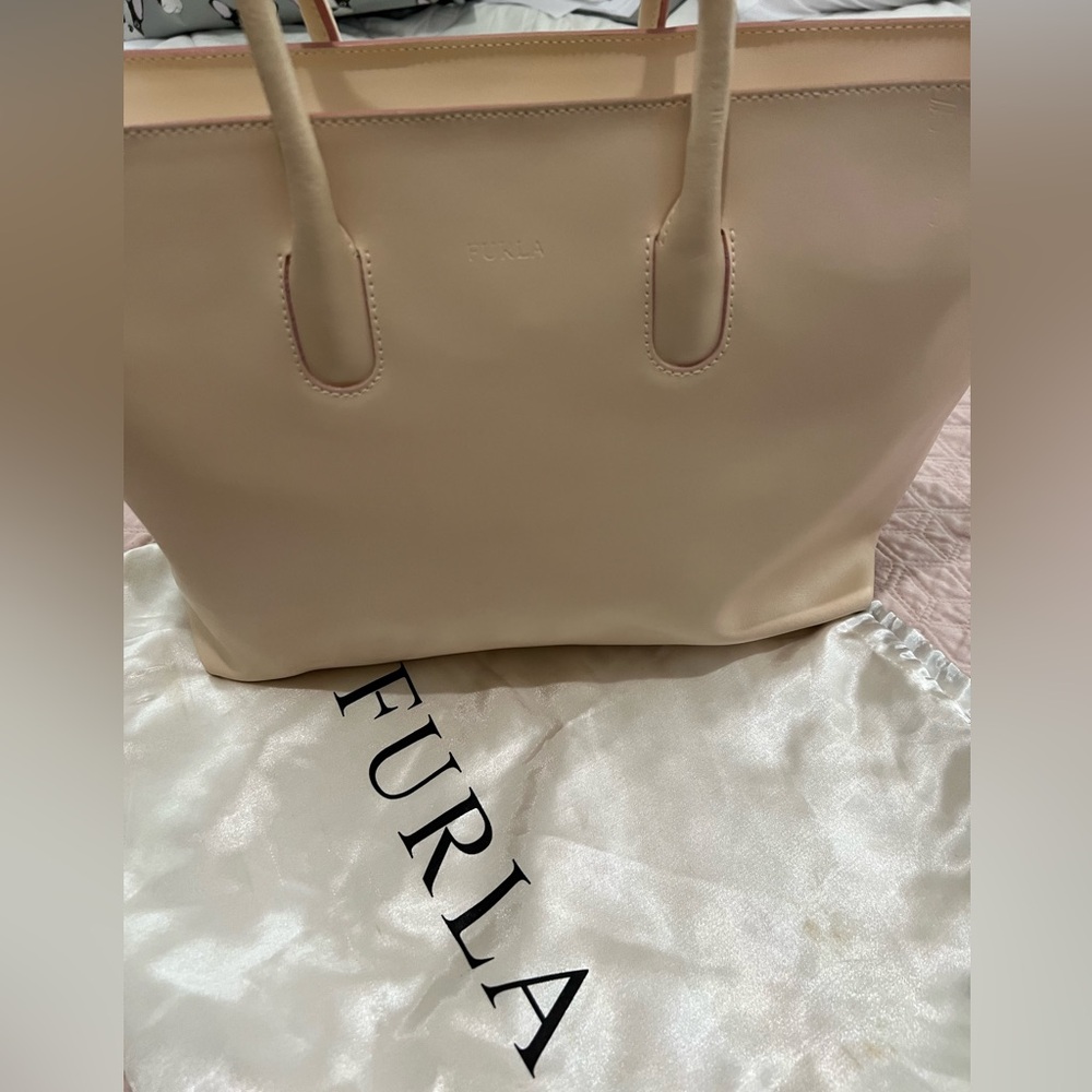 Furla tote light cream color great condition